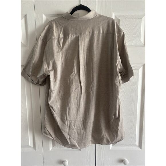 Scott Barber Mens XXL Beige Short Sleeve Oxford Button Front Heritage Academia - Picture 7 of 7